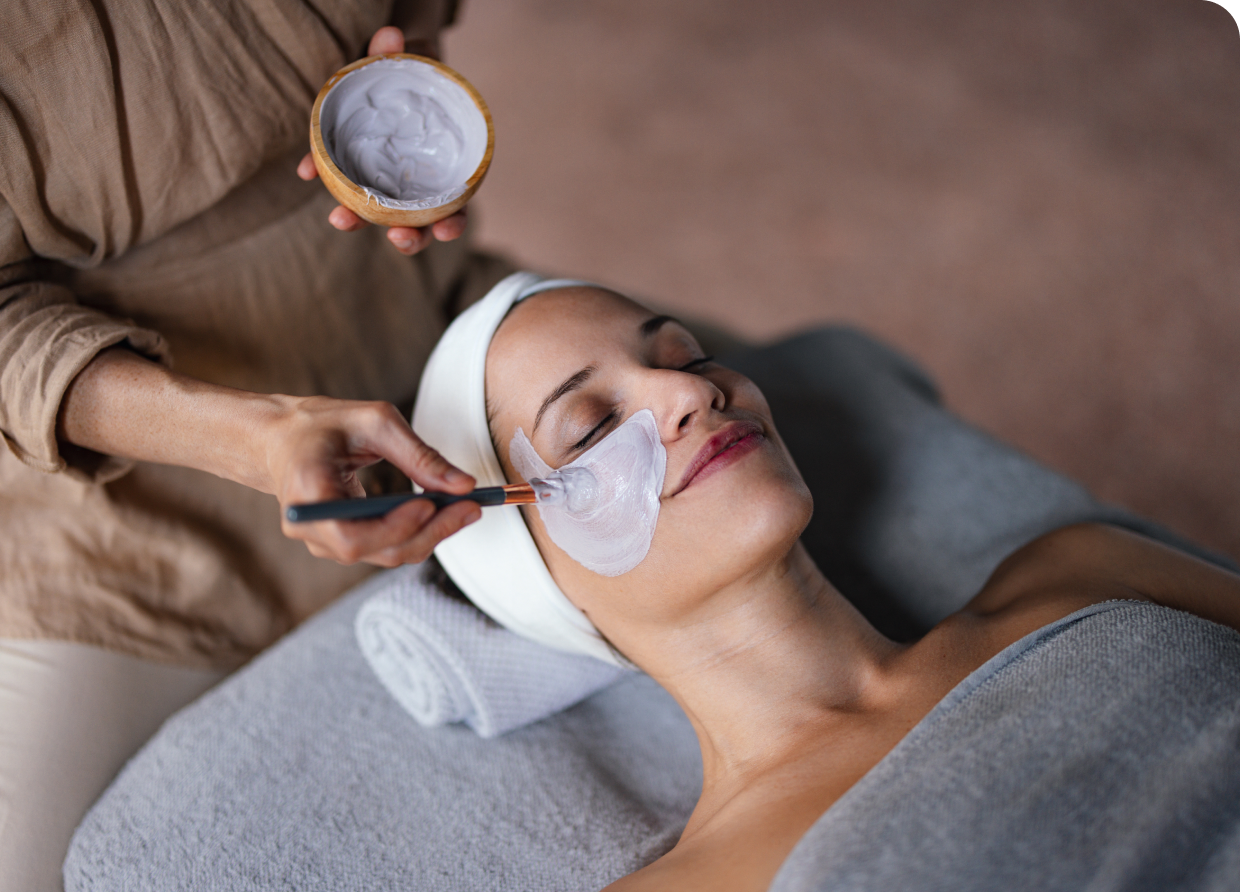 Woman enjoying a facial treatment