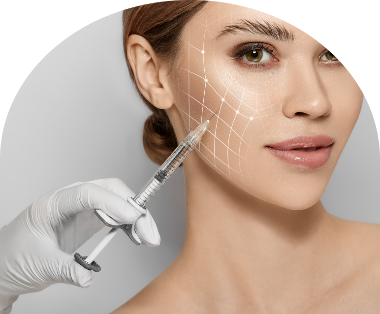 Facial injection with grid lines